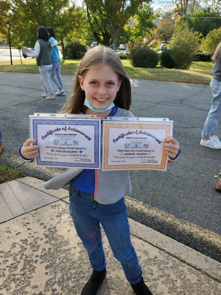 5th Grader Annelise Shannon of Arlington was the only participant that earned prizes in both the essay and art contests.